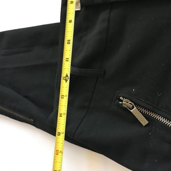 Michael Kors MK Womens Gold Zip Front Pockets Black Ankle Zip Pants Size 4 Work - Picture 5 of 7